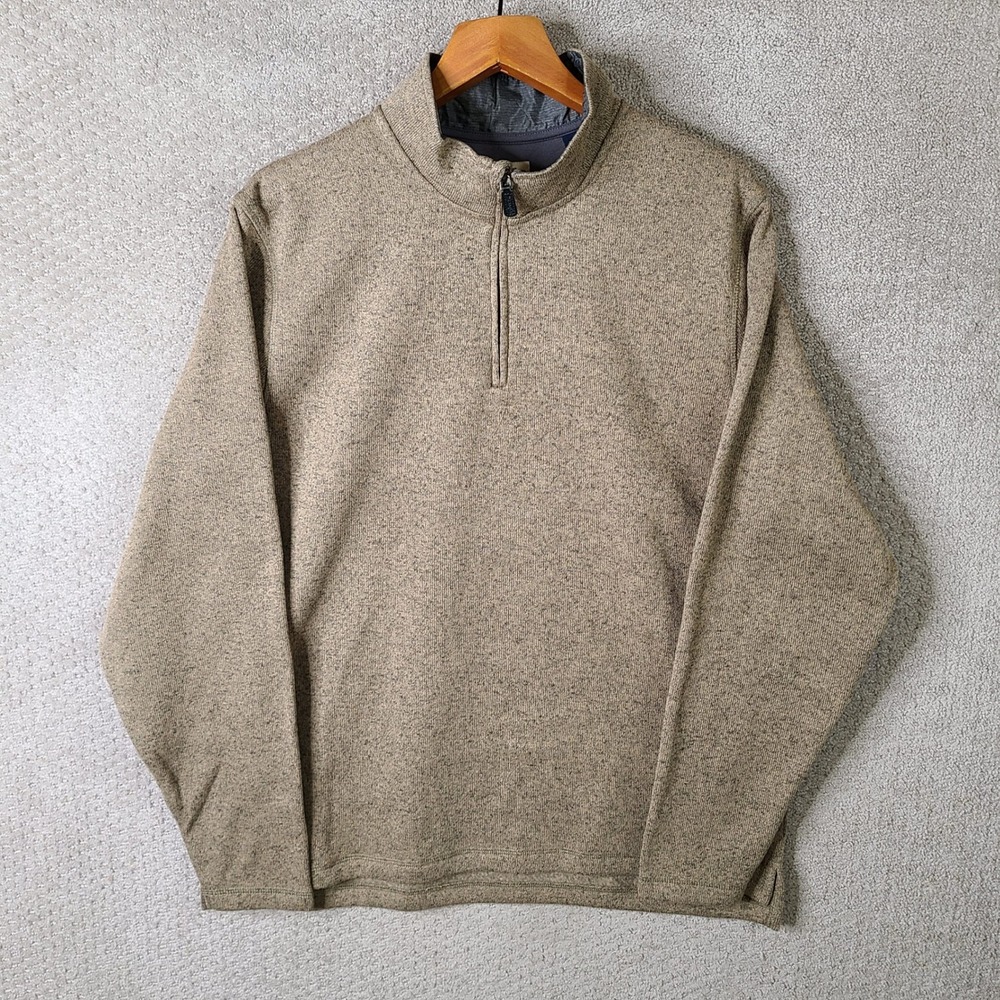 Wrangler Sweater Mens Large Brown Quarter Zip Pullover Polyester Casual Fleece